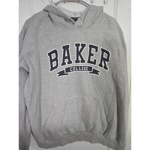 Baker College Hoodie Mens XXL Gray MV Sport Pullover Sweatshirt